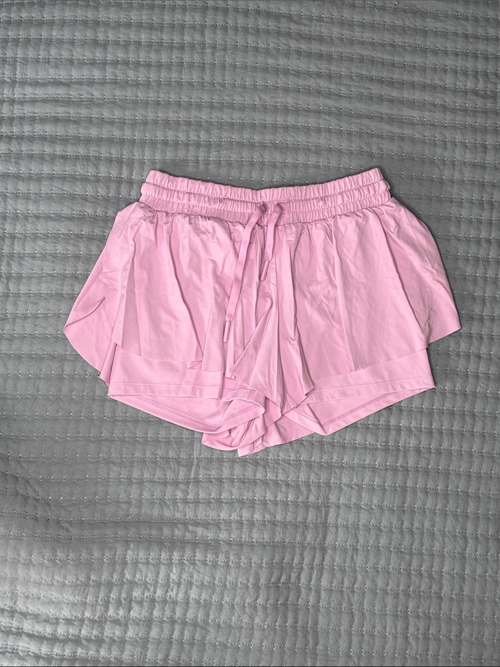 Women's Pink Layered Elastic-Waist Shorts